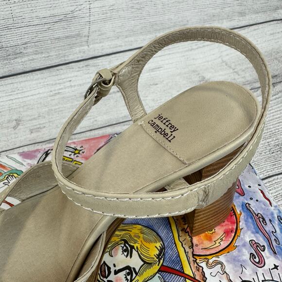 Jeffrey Campbell Womens Cream Seraphin Ankle Strap Platform Sandal Heels Size 10 - Picture 13 of 13
